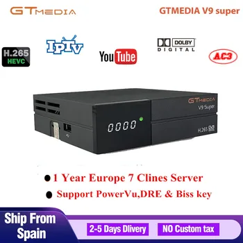 

GTmedia V9 Super DVB-S2 Freesat HD 1080P Digital Satellite TV Receiver Built-in Wifi H.265 Youtube IPTV + 1 Year 7 lines Cccam