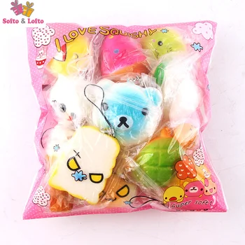 

Free shipping 10pcs Squishy Cute Artificial Food toys fake simulated bread shop store home party decoration phone pendants gifts