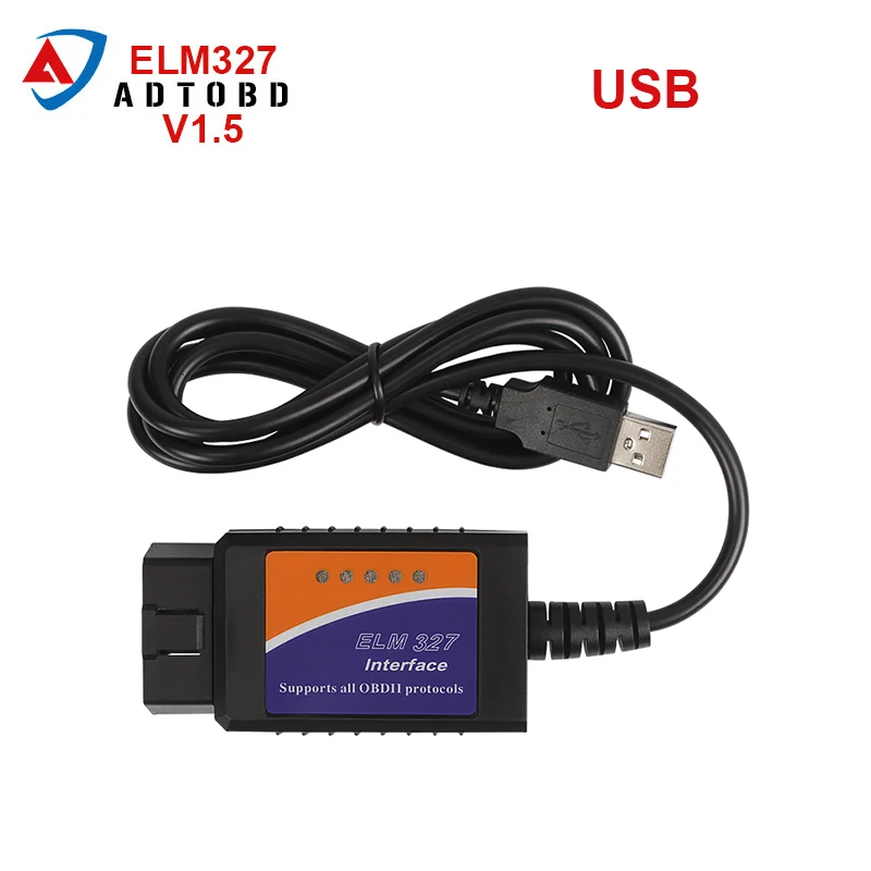 

Hot Sale ELM327 V1.5 OBD2 ELM327 USB Interface CAN-BUS Scanner Diagnostic Tool Cable Code Support OBD-II Protocols Free Shipping