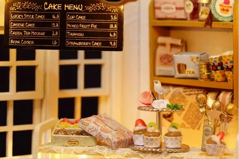 Кукольный домик Poppenhuis кукольный домик Миниатюрный ручной работы Каса де бонека DIY игрушки для детей подарки на день рождения Кот торт дневник H014