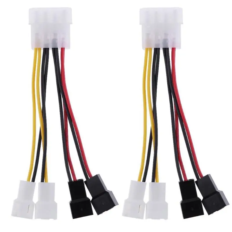 

2pcs/lot Computer Cooling Fan Power Cables 4Pin Molex to 3Pin fan Power Cable Adapter Connector