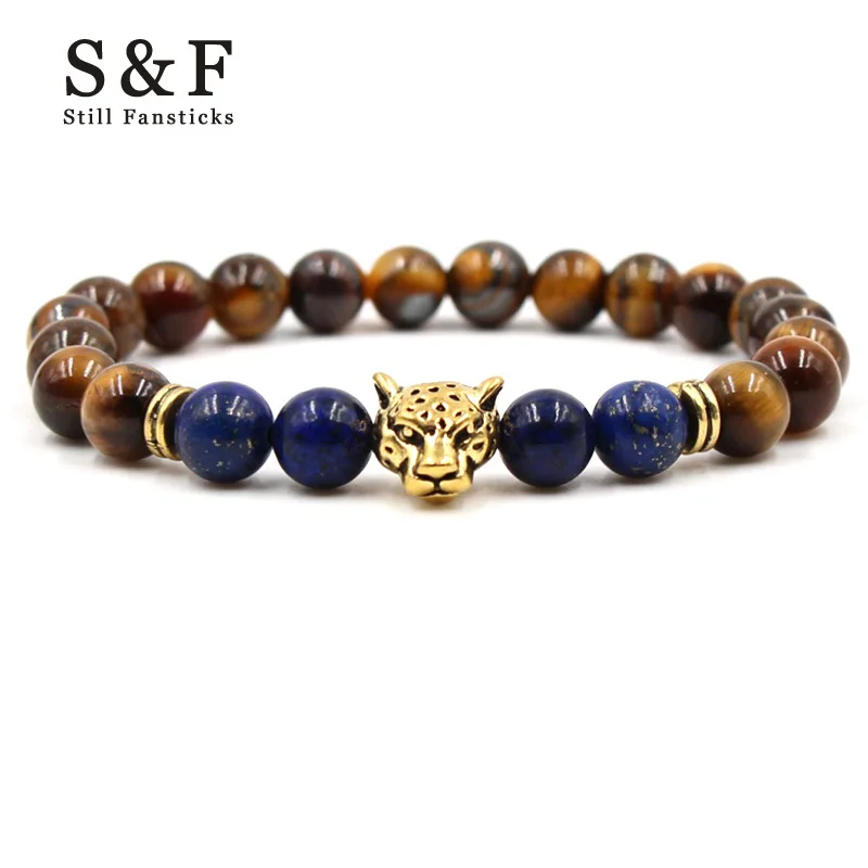 Браслет с головой животного каменные браслеты для женщин Pulseira Masculina мужские