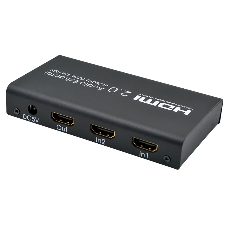 HDMI2.0 аудио экстрактор сплиттер 2in 1out 4K@ 60Hz YUV 4:4:4 HDR для HDTV DVD плеера, Blu-Ray плеера, сетевого плеера, телеприставки B