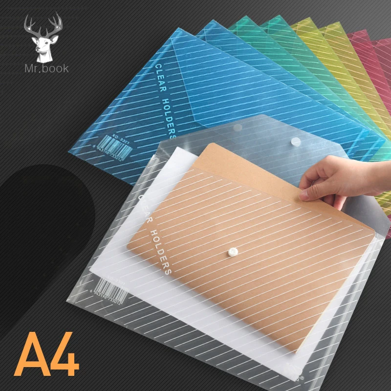 

20pcs Waterproof Plastic Paper File Folder Book Pencil Case Expanding File Folder A4 Document Bag for Office School Supplies