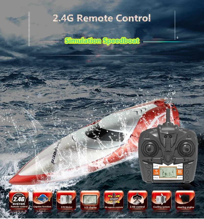2018 new remote control rc Racing waterproof boat 2 4G 4CH 150m 30KM H shipwreck reset