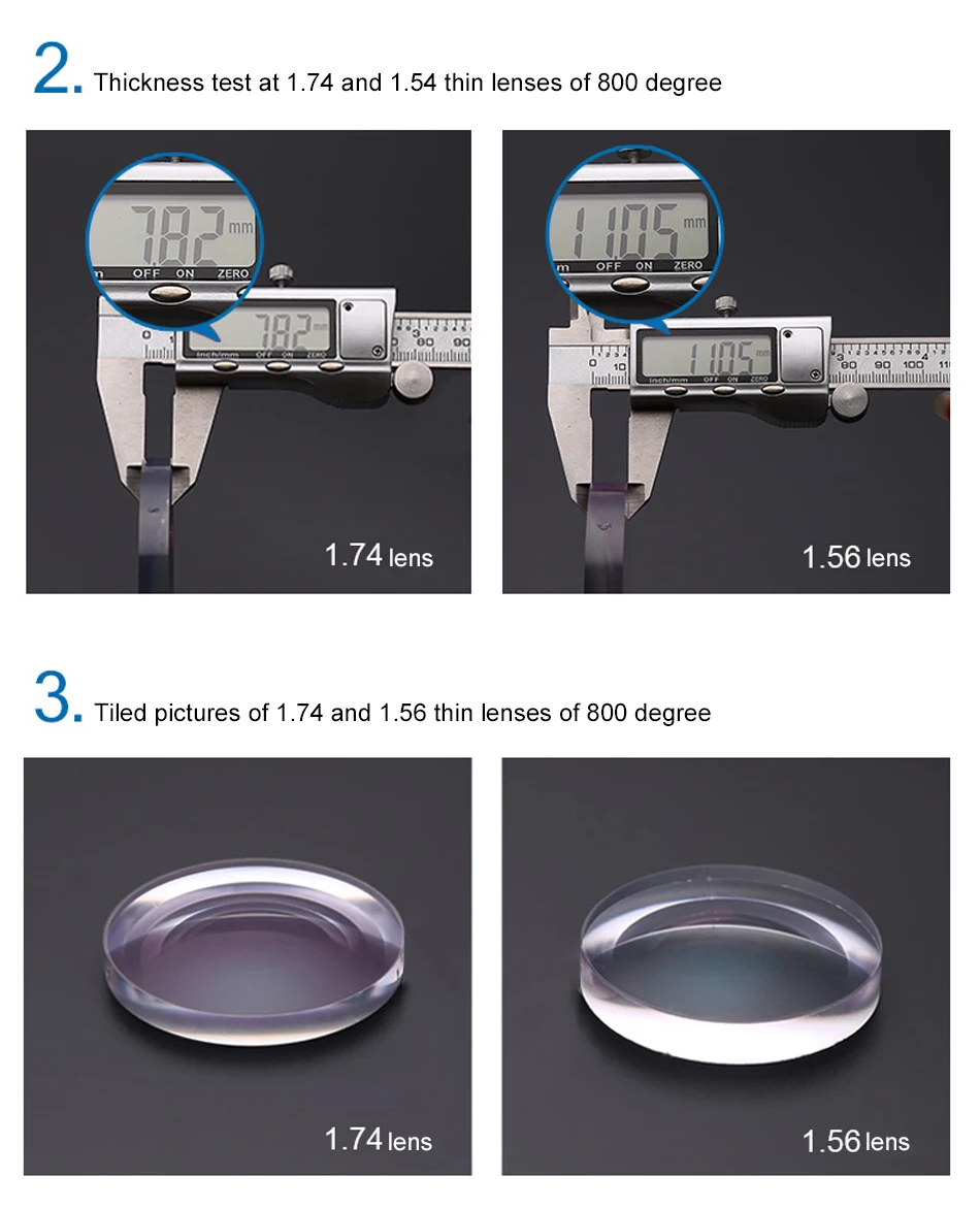 Korea 1.74 Index Ultra Thin CR-39 Aspheric Prescription Myopia or hyperopi or Presbyopia 2 PCS lenses