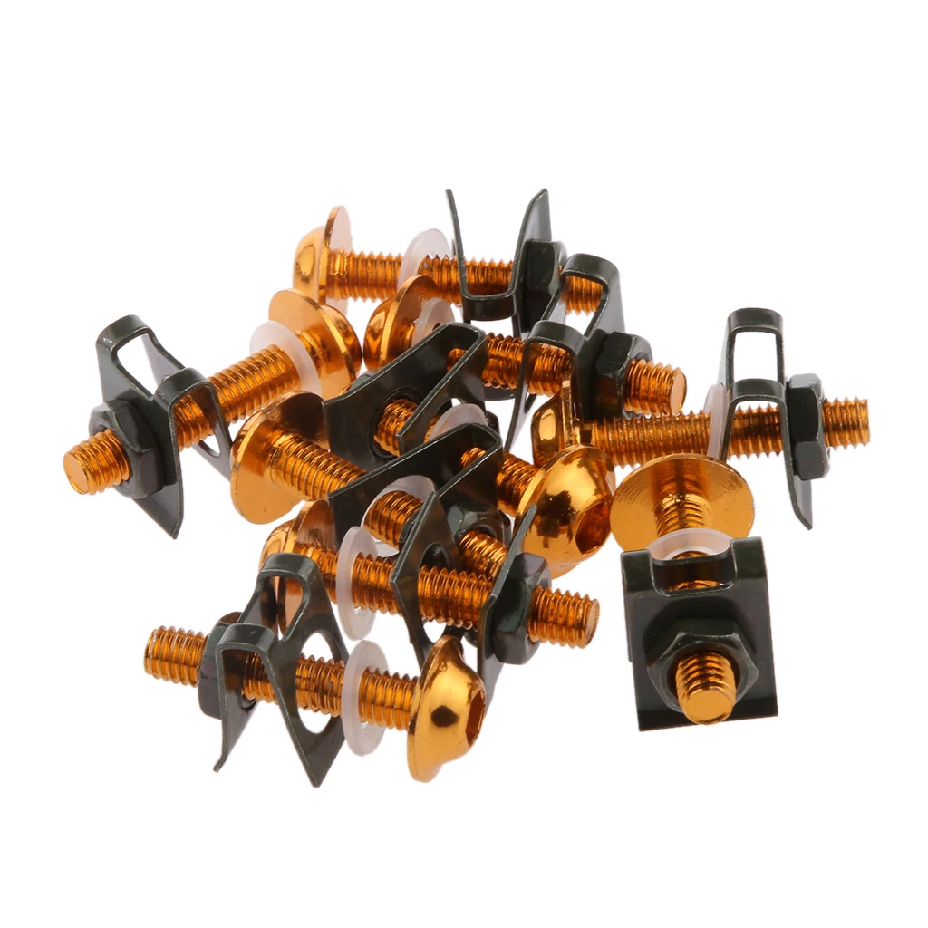 10X M6 Universal Motorcycle CNC Sportbike Fairing Spring Body Bolt Scooter Nuts Bolts Kit Screw Spire Speed Fastener Clip 
