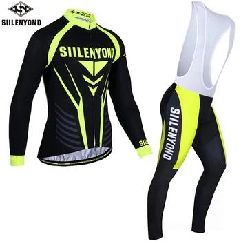 

SIILENYOND Winter Thermal Long sleeve Cycling Clothing set Men Fleece Jersey Bike Bicycle suits Cycling maillot ciclismo hombre