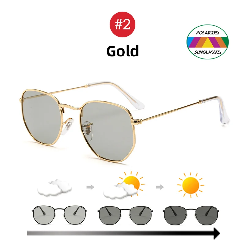 big sunglasses for women VIVIBEE Oval Women Fashion Photochromic Sunglasses Polarized Ladies Metal Gold Frame Sun Glasses 2021 Trending Female Shades big sunglasses Sunglasses