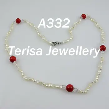 

New Free Shipping A332#,New Mix Size Fresh Water Pearls Necklace 4-8MM 45cm(18inch) 8mm Coral Fashion Pearls Necklace.