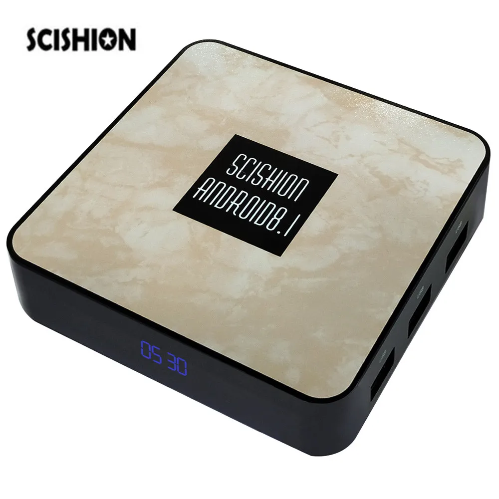 

SCISHION RX4B TV Box Rockchip 3328 Android 8.1 4GB RAM+32GB ROM Media Player 2.4G WiFi 100M BT4.0 Support 4K H.265 Smart TV Box