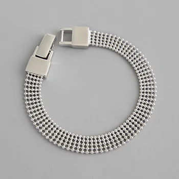 

1PC Authentic 925 Sterling silver Multi-Layers Rows Beads chain Bracelet Wider fine jewelry TLS170