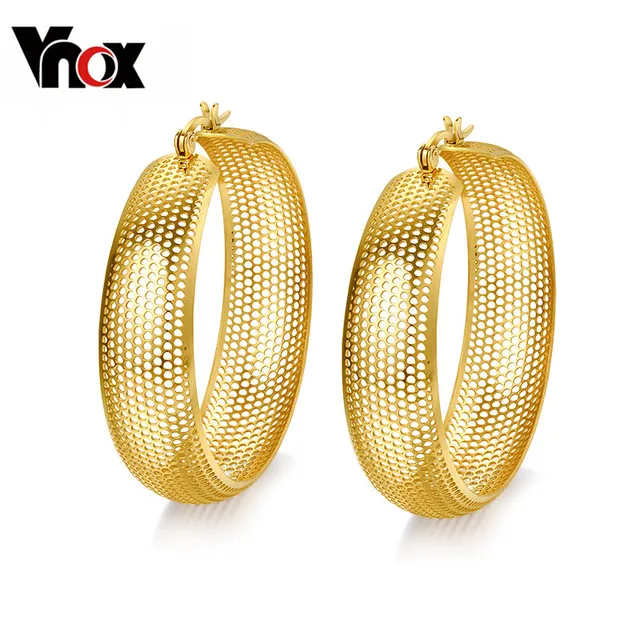 Vnox Large Hoop Earring For Women Hollow Gold Color Stainless Steel Vnox Large Hoop Earring For Women Hollow Gold Color Stainless Steel Not Allergy