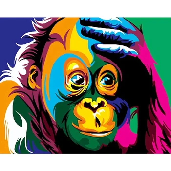 

chromatic chimpanzee Animal DIY Digital Painting By Number Modern Wall Art Canvas Painting Unique Gift Room Decor 40x50cm