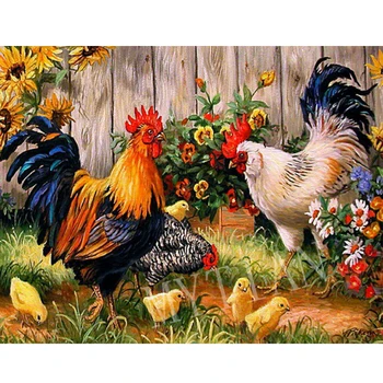 

Full Square/round Drill 5D DIY Diamond Painting Chickens In The Garden Embroidery pattern cross stitch mosaic home decor sticker