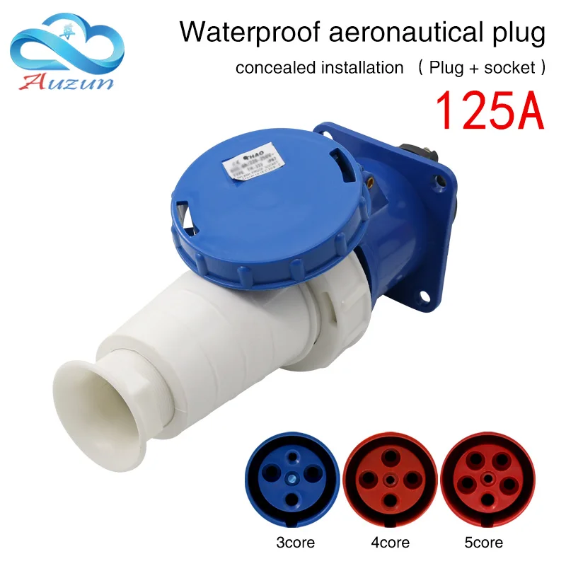 

Водонепроницаемая промышленная авиационная розетка, разъем 3 ядра, 4 ядра, 5 ядер, 125A, темно-Монтажная авиационная док-станция