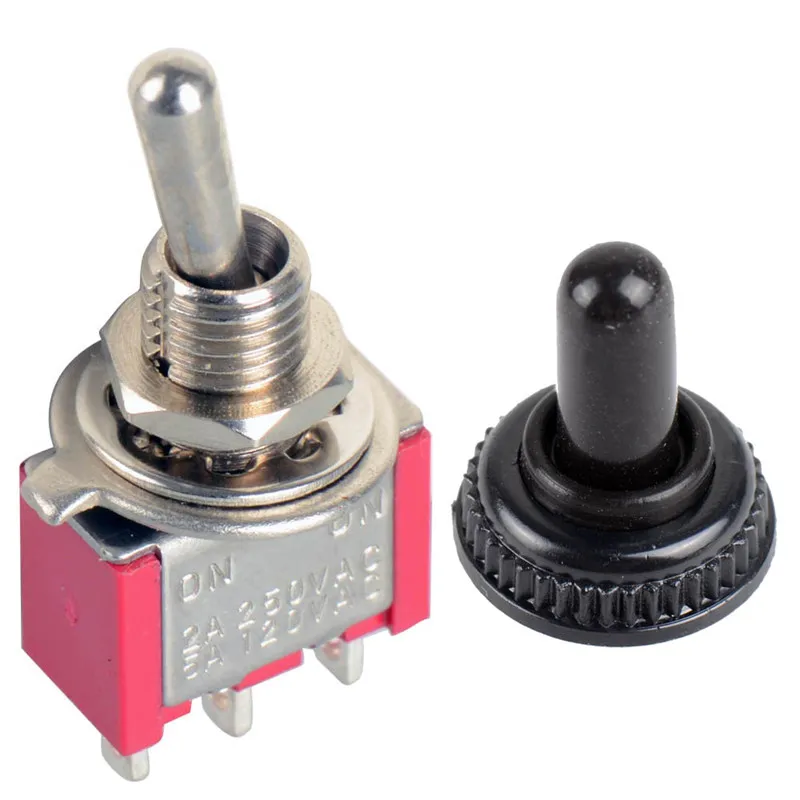

1Pc Red 3-pin MTS-102 SPDT Miniature Toggle Switches ON/ON&Waterproof Cap VE189 P0.11