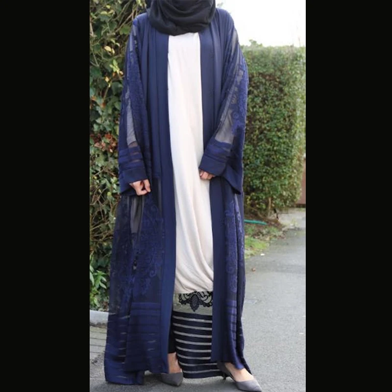Размера плюс бархатная кружевная сетчатая кимоно Mujer длинная абайя Дубай Бохо женский Макси кардиган блузка одежда турецкая исламская одежда