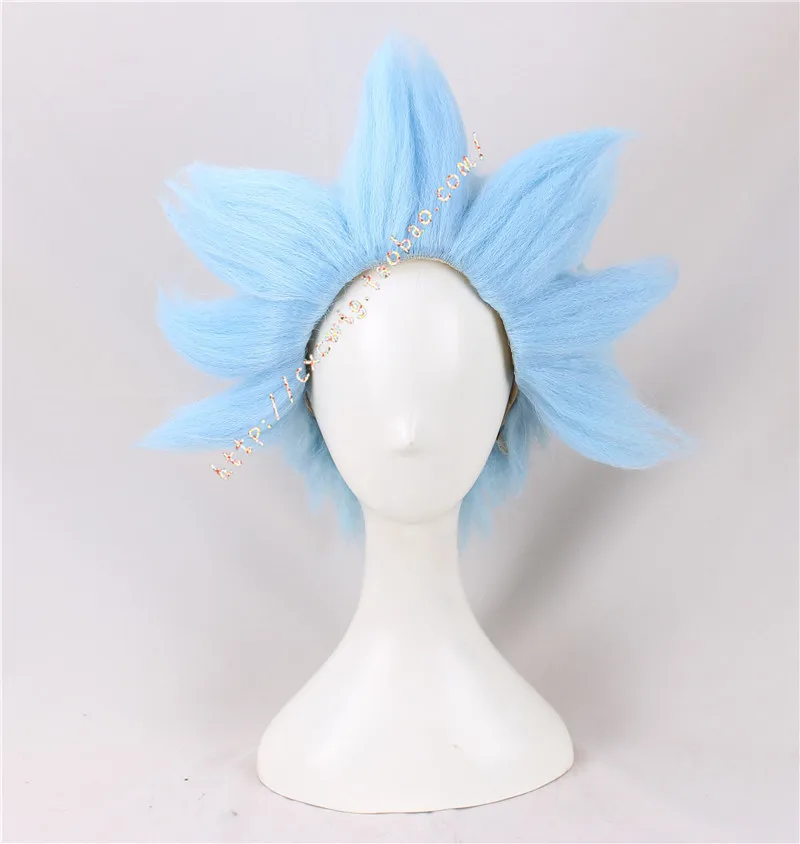 

Rick and Morty Cosplay Rick Sanchez Blue Short Wigs Role Play Synthetic Hair + Wig Cap