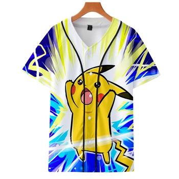 

pikachu pokemon clothes cos hot jackets shirt autumn Short-sleeved baseball unisex couple wear parent-child Easy to match
