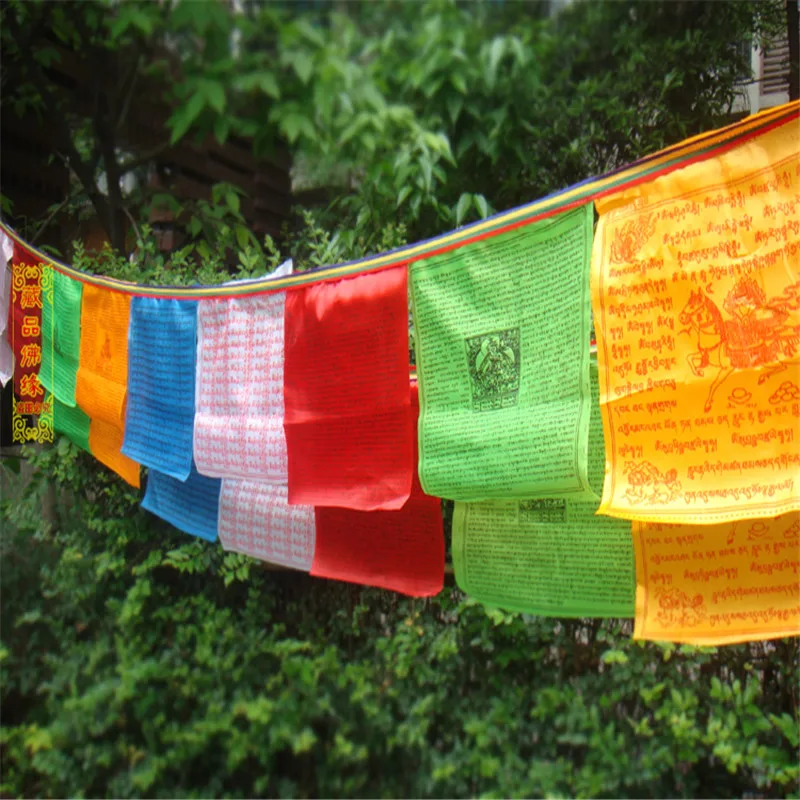 Tibetan Buddhist prayer flags Silk Colour Print 11 feet / 10 pcs