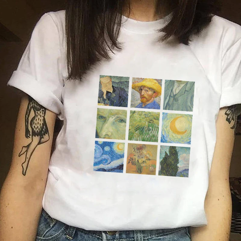 

Women Clothes Print Ladies Oil Painting Printed Summer Short Sleeve Ladies Woman Women Top Casual Tee Shirt T Female T-shirt