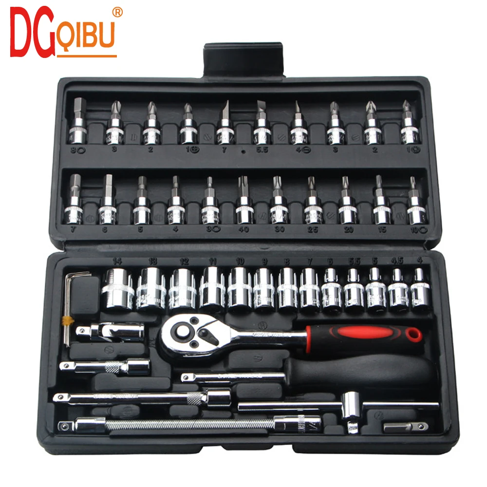 High Quality Car Repair Tool Set 46pcs 1/4" Tool Combination Torque