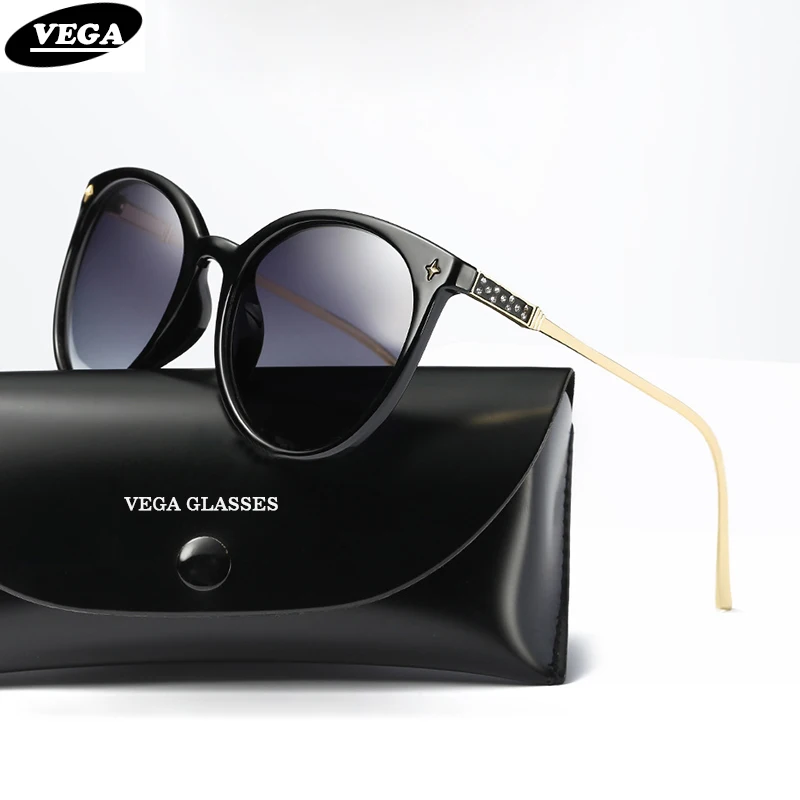 

VEGA Ladies Oval Gradient Sunglasses Polarized Coating Mirror Glasses Women Exquisite Temple Integrated Nose Pads 64mm 397