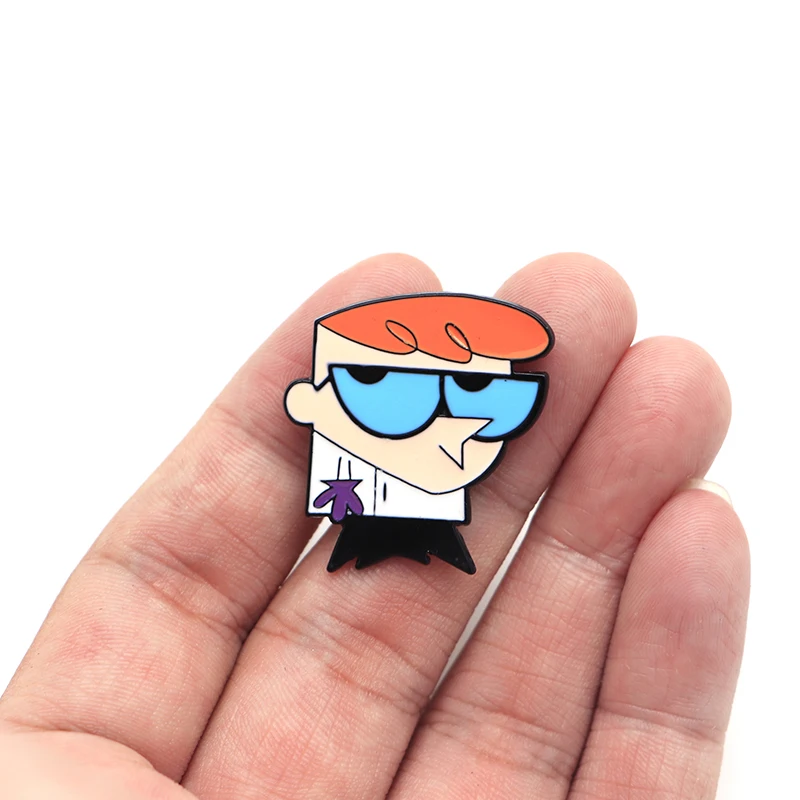 Мультфильм аниме мальчик Броши Dexter's Laboratory эмалированная булавка для мальчиков девочек нагрудная булавка шляпа/булавки "Сумка" джинсовая куртка Женская Брошь Q757