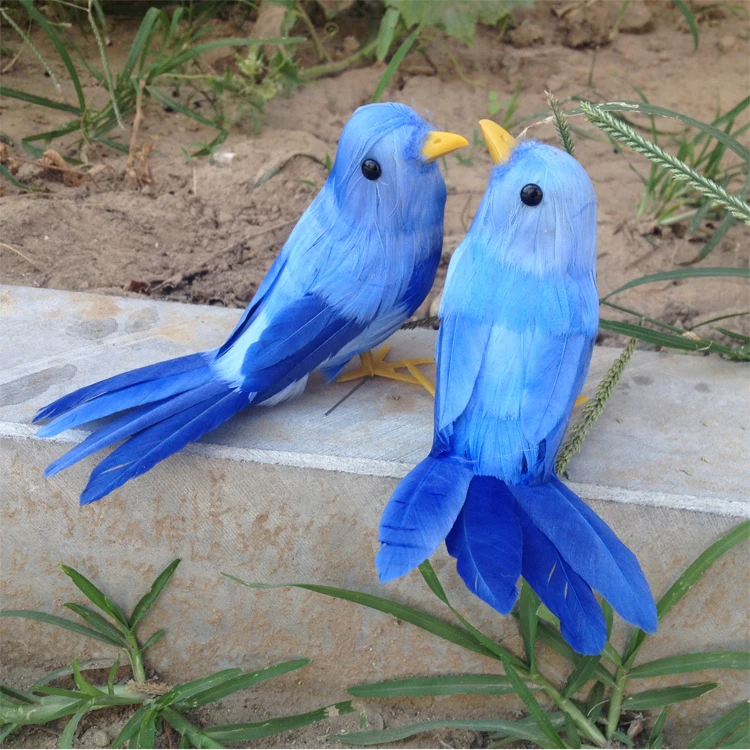 15 см Искусственный птица синий перья птицы, 2 шт. птицы полиэтилен и меха ремесленные сад украшения игрушка в подарок a1953