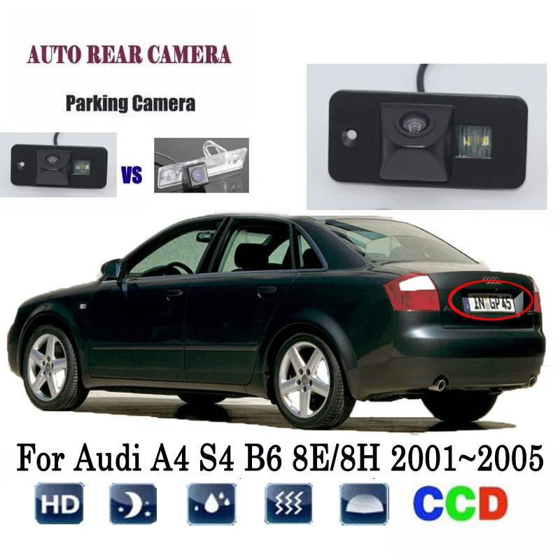 

Car Rearview Camera For Audi A4 S4 B6 8E/8H 2001~2005 Rear View Backup Camera/license plat Camera Original Factory hole Camera
