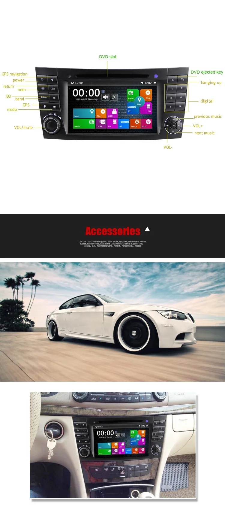 Cheap Eunavi 2 Din Car DVD Radio Player GPS navigation for Mercedes/Benz W211 W219 W463 CLS350 CLS500 CLS55 E200 E220 E240 E270 E280 9