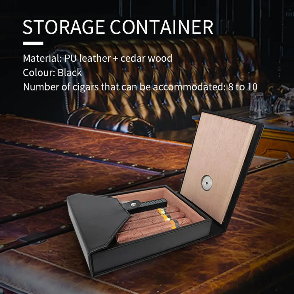  New High Quality Mini Portable Wooden Cigar Humidor Box Leather Cigarette Container Storage Case Bl