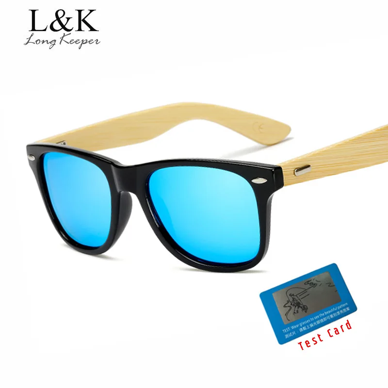Long Keeper Bamboo Sunglasses Men Polarized Square Sun Glasses Mirror Reflective With HD Lens Eyewears Male oculos KP-Z1501