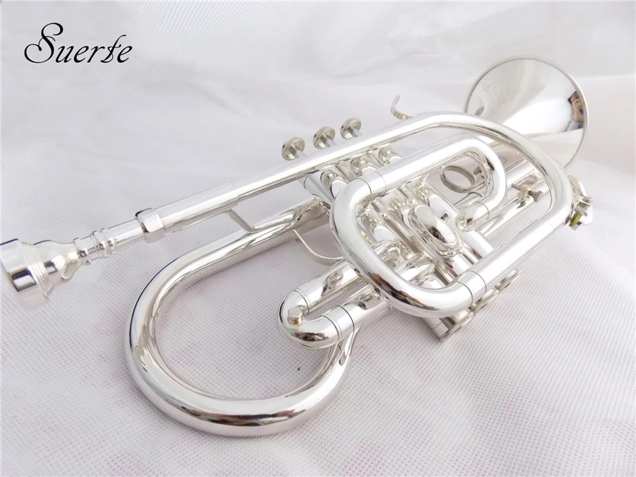 Bb латунь cornet труба инструмент посеребренный с Чехол и мундштук, музыкальные инструменты Профессиональная медная труба