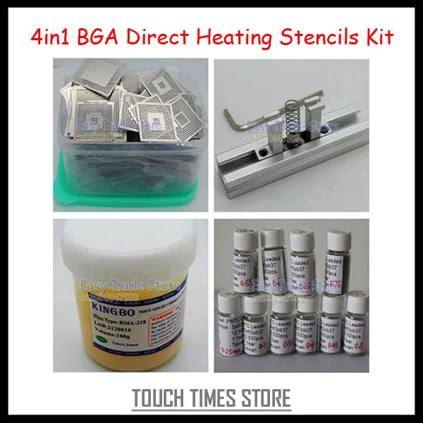 Latest 4in1 BGA Direct Heating Stencils Kit With Solder Balls 10pcs
