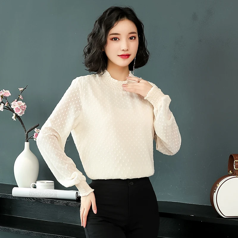 long sleeve black white plus size ladies tops Fashion