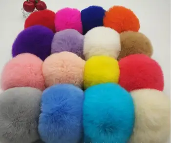 

wholesale 8cm pom pom Rabbit hair ball fur pompom Soft Beaver rabbit fur ball DIY Keychain PomPom Bulb Woman Bag