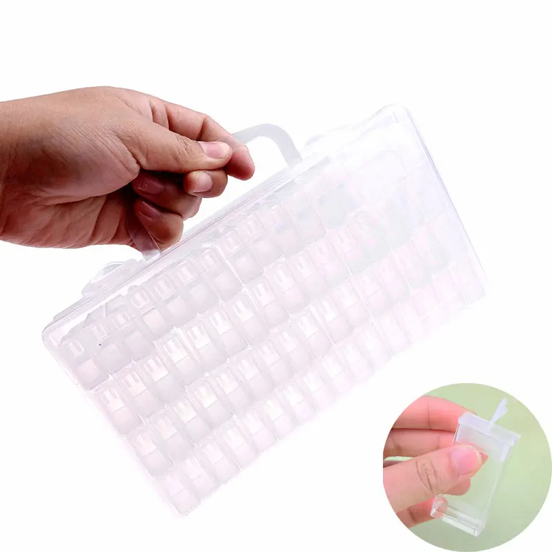 Diamond Painting Tool 64 lattice,transparent plastic storage box,