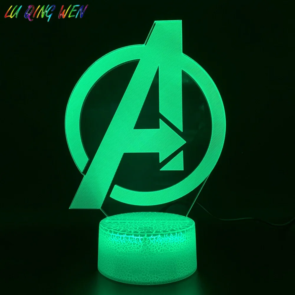 3d Led Night Light Lamp Marvel The Avengers Logo Home