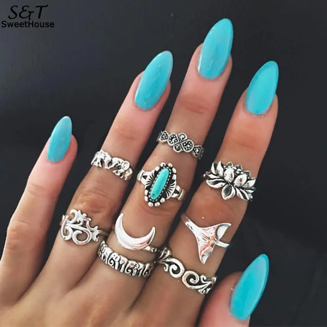 

Charm Women Fashion Casual Carved Jewelry New Wedding Rings Set