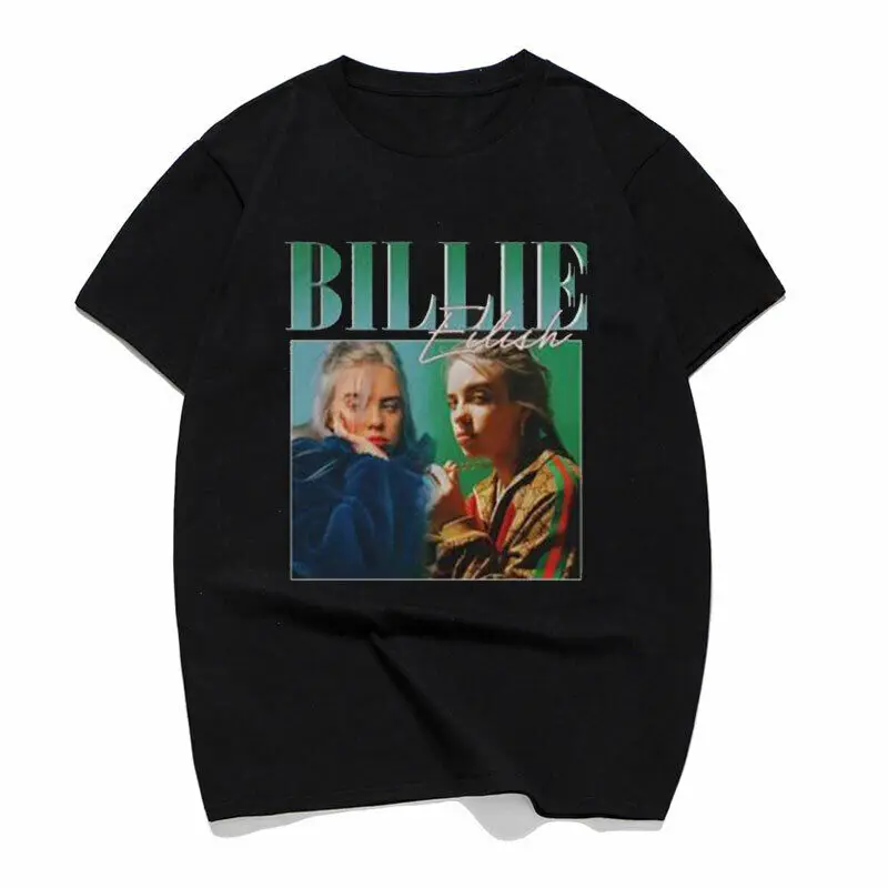 Футболки Billie Eilish с принтом 90s винтажная черная футболка брендовая Футболка мужская/wo Мужская