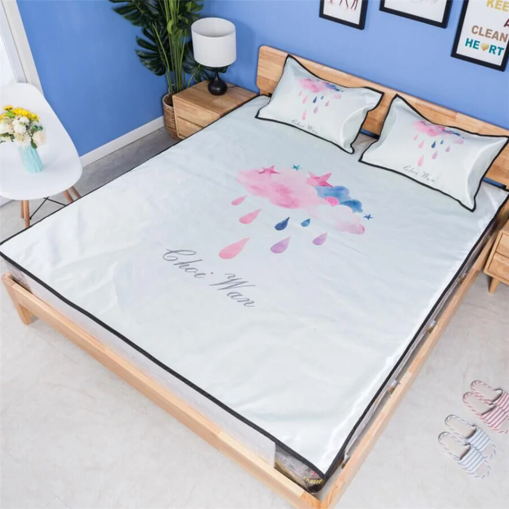 Summer Colorful Raindrop Ice Silk Sleeping Mat Washable Folding Mat Bed