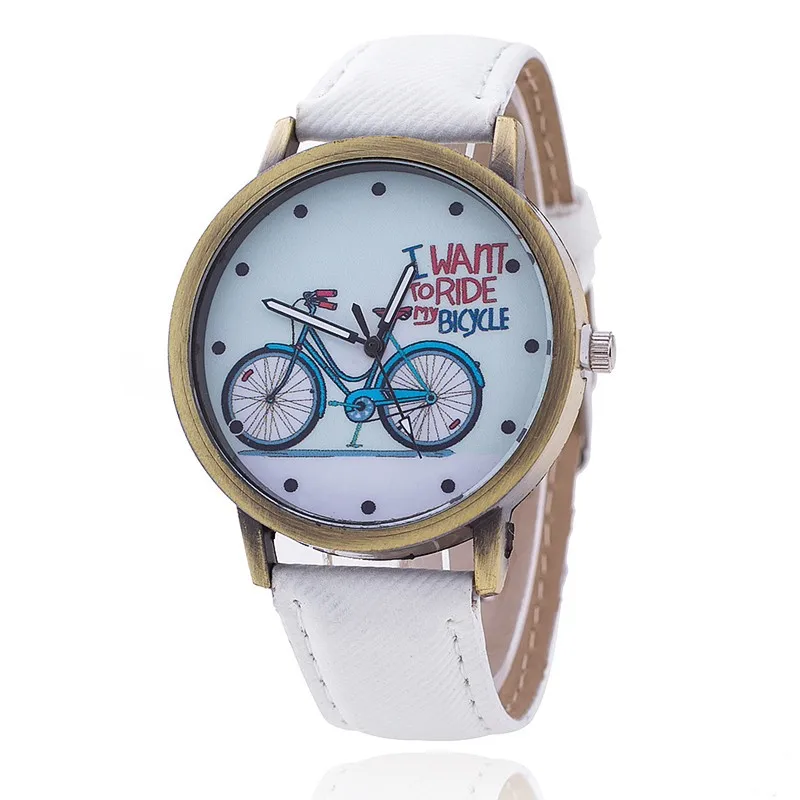 

Luxury jeans leather brand Bike Watches Fashion Casual Ladies Wrist Watch Drop Shipping Relojes hombre 2017 clock free shipping