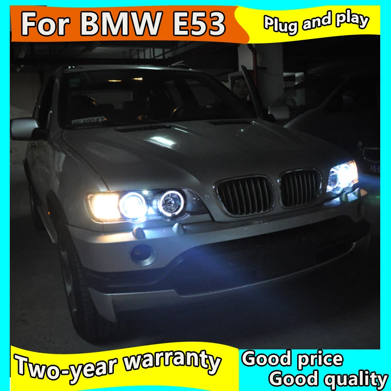 2 шт. фары для BMW X5 E53 светодиодные ангельские глазки фары 1998 1999 2000 2001 2002 2003 год с HID комплект E53 передние лампы