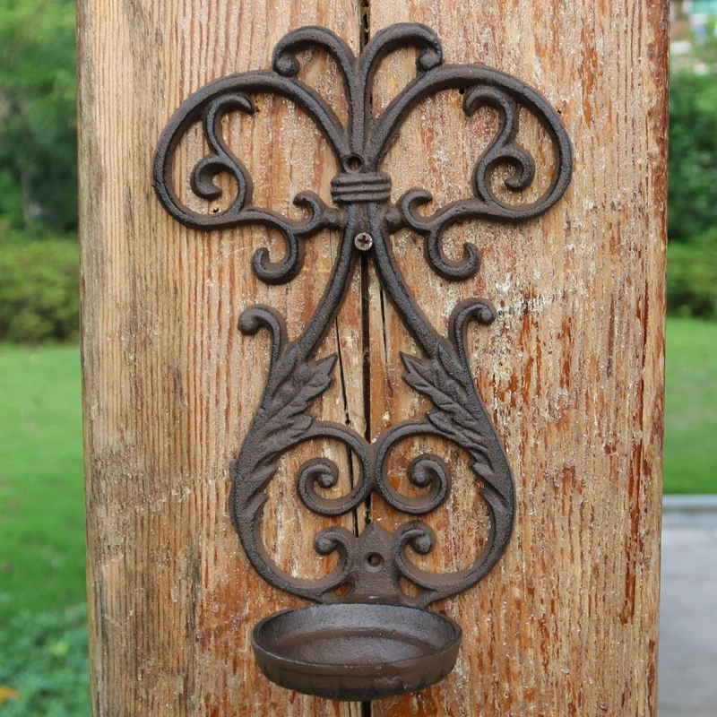 Old Look Antique Rustic Accents Branch Design Cast Iron Wall Sconce Candle Holder Old Look Antique Rustic Accents Branch Design Cast Iron Wall Sconce Candle Holder