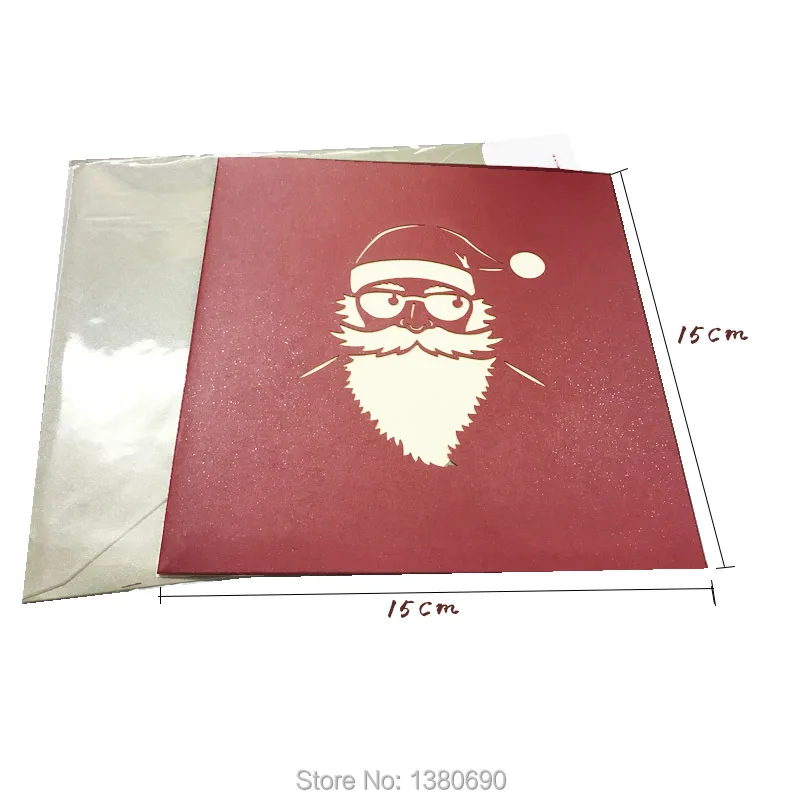 Санта Клаус 3d лазерная резка pop up пользовательские Поздравительные открытки ручной печати Рождество открытка вечеринок 1 шт