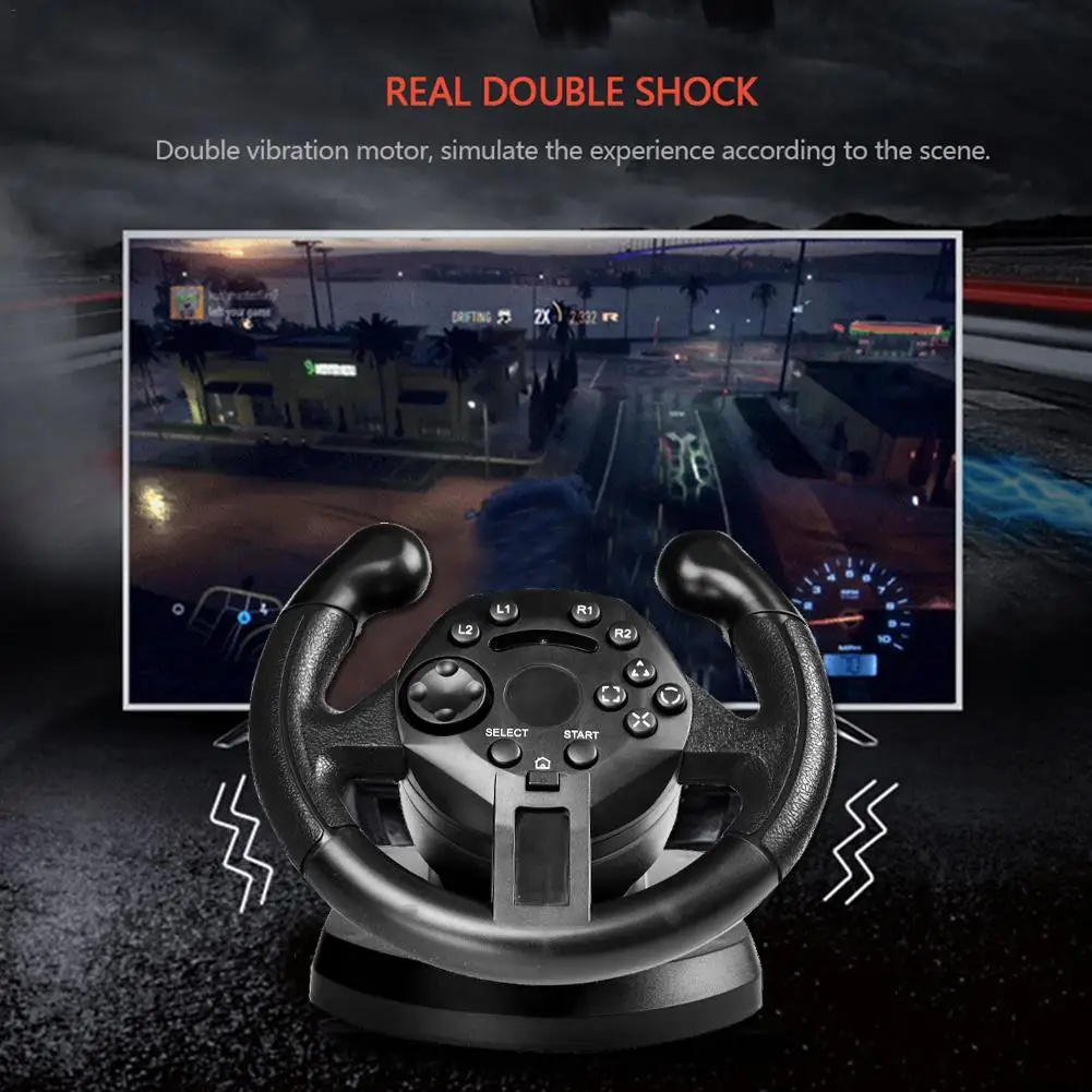 Gamepad Vibrating Game Steering Wheel Game Racing Steering Wheel Compatible With PS3/PC(D-INPUT/X-INPUT) Simulated