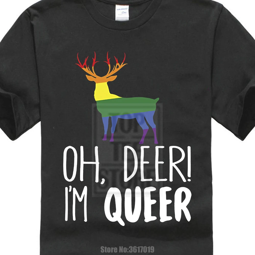 

Brand Style Sleeve Men'S O Neck Oh Deer I'M Queer Funny Lgbt Gay Pride T Shirt Short Sleeve Fashion 2018 Tees