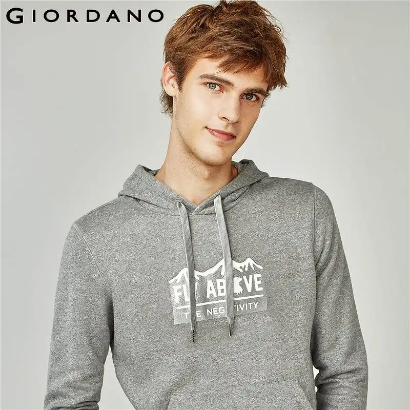 Giordano Мужская толстовка худи Зимняя тематика серия флисовая подкладка толстовки